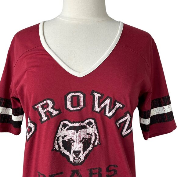 Under Armour Tshirt Brown University Womens Large Red Vneck Semi Fitted - Picture 3 of 9